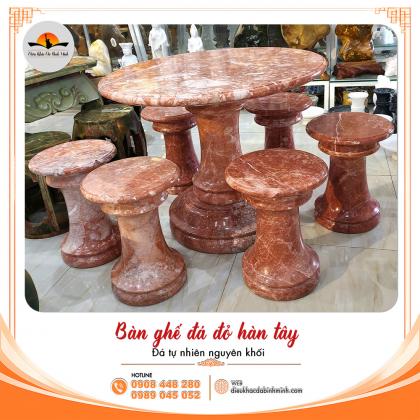 BÀN GHẾ ĐÁ ĐỎ HÀN TÂY